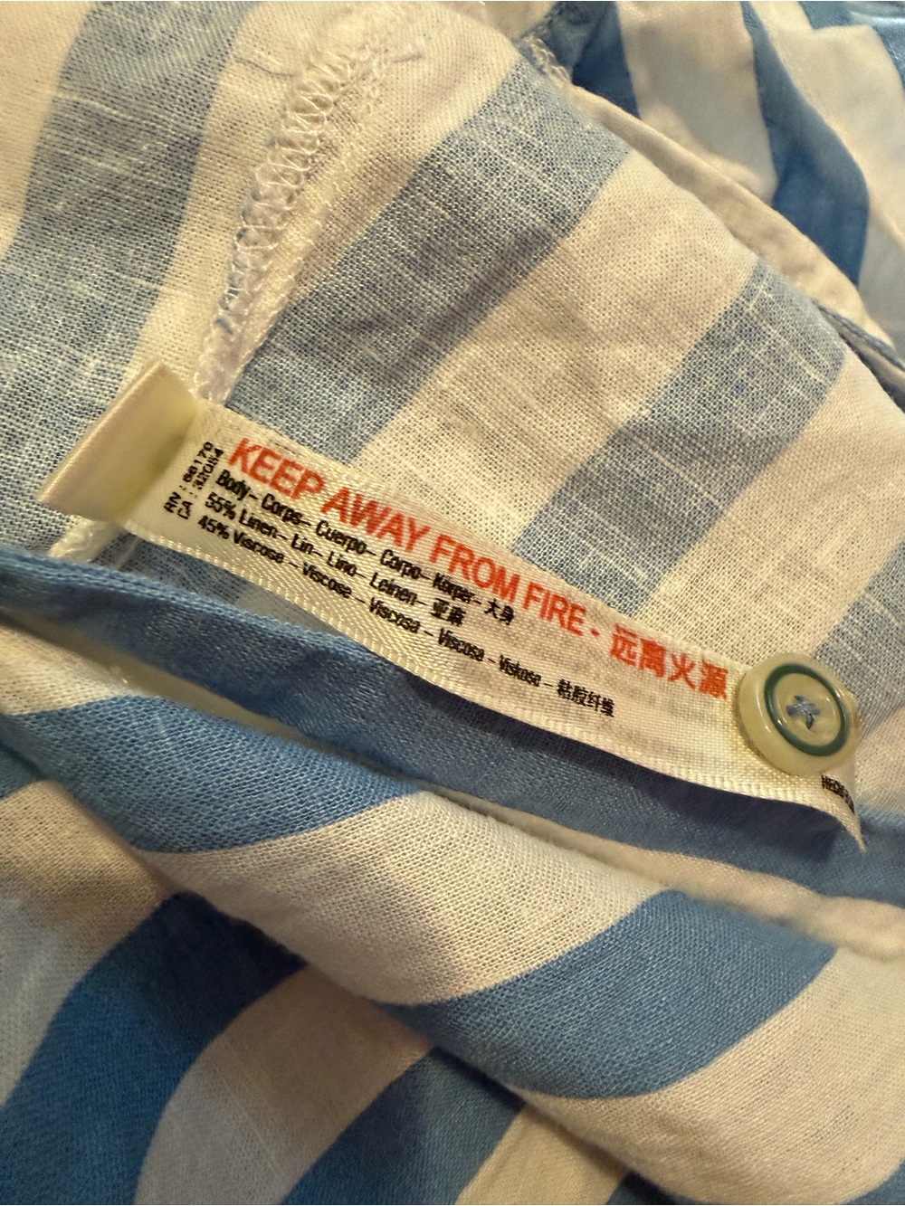 Anthropologie Light Blue & White Striped Button-Front Maxi Shirt Dress - size XL - Picture 7 of 7